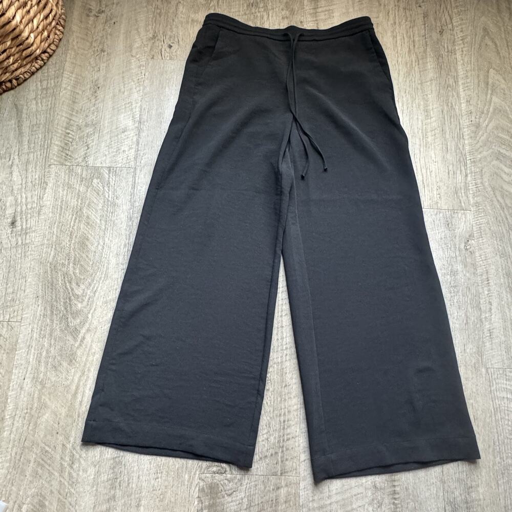 A New Day Black Womens L Wide Leg Pants Pull On Relaxed Trousers Drawstring